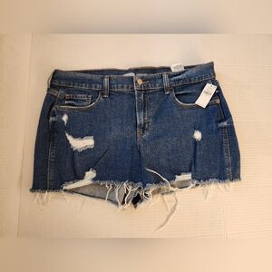 Old Navy Mid-Rise Distressed Blue Denim Boyfriend Shorts